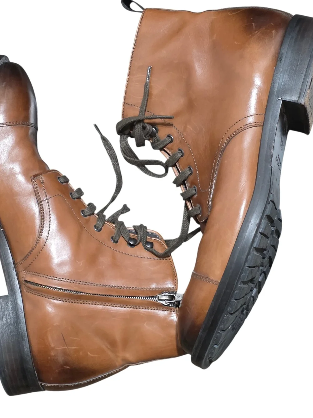 To Boot New York Adam Derrick Brown Leather Combat Ankle Boots Italy Zip Up 8
